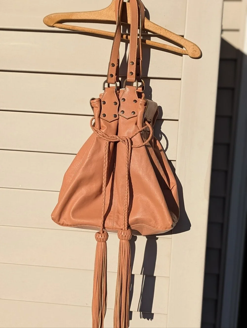 Mulberry | Rare 2010 Leah Slouch Hobo Bag Leather Apricot Rose Gold Hardware